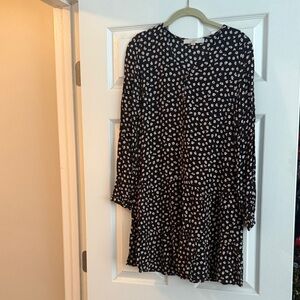 LOFT Black and White Long Sleeve Dress